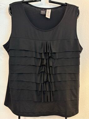 Rafaella Black Sleeveless Ruffle Tier Tank